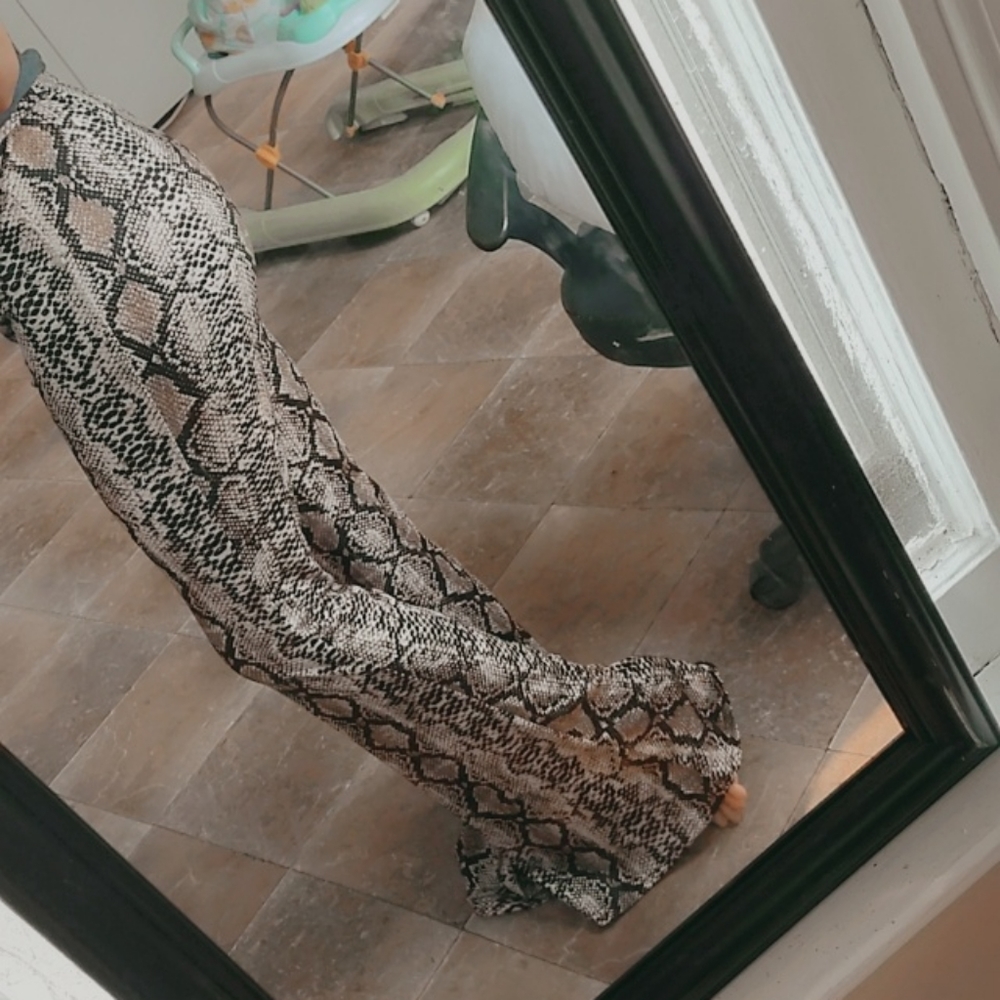 Snake print flare pants